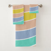 Retro roze geel blauwgroen geometrisch patroon Han Bad Handdoek (Insitu)