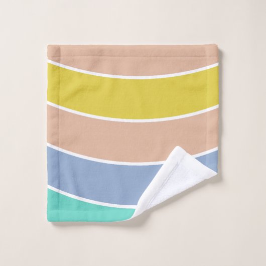 Retro roze geel blauwgroen geometrisch patroon Han Bad Handdoek (Wasdoekje)