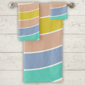 Retro roze geel blauwgroen geometrisch patroon Han Bad Handdoek