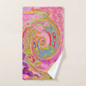 Retro Roze, Geel en Magenta Abstracte Groovy Art Bad Handdoek (Handdoek)
