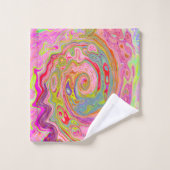 Retro Roze, Geel en Magenta Abstracte Groovy Art Bad Handdoek (Wasdoekje)