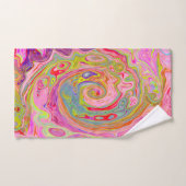 Retro Roze, Geel en Magenta Abstracte Groovy Art Bad Handdoek (Handdoek)