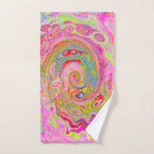 Retro Roze, Geel en Magenta Abstracte Groovy Art Bad Handdoek (Handdoek)