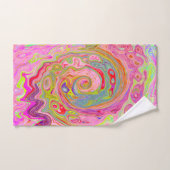 Retro Roze, Geel en Magenta Abstracte Groovy Art Bad Handdoek (Handdoek)