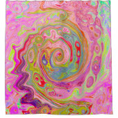 Retro Roze, Geel en Magenta Abstracte Groovy Art Douchegordijn (Voorkant)