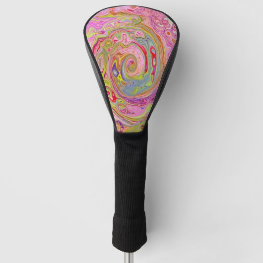 Retro Roze, Geel en Magenta Abstracte Groovy Art Golfheadcover (Voorkant)