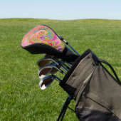 Retro Roze, Geel en Magenta Abstracte Groovy Art Golfheadcover (Insitu)