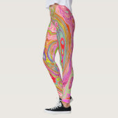 Retro Roze, Geel en Magenta Abstracte Groovy Art Leggings (Links)