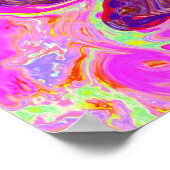 Retro Roze, Geel en Magenta Abstracte Groovy Art Poster (Hoek)