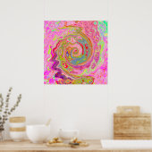 Retro Roze, Geel en Magenta Abstracte Groovy Art Poster (Keuken)