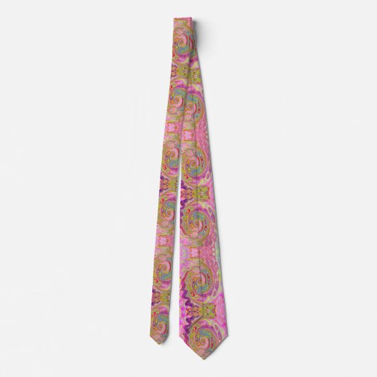 Retro Roze, Geel en Magenta Abstracte Groovy Art Stropdas (Achterkant)