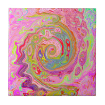 Retro Roze, Geel en Magenta Abstracte Groovy Art