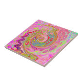 Retro Roze, Geel en Magenta Abstracte Groovy Art Tegeltje (Zijkant)
