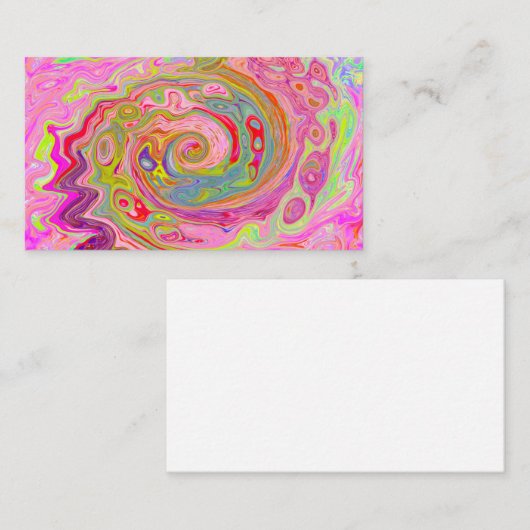 Retro Roze, Geel en Magenta Abstracte Groovy Art Visitekaartje (Voorkant / Achterkant)