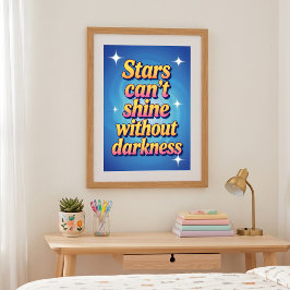 Retro Roze Geel Gradiënt Motiverende Ster Citaat Poster