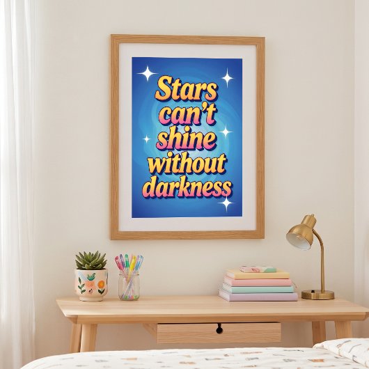 Retro Roze Geel Gradiënt Motiverende Ster Citaat Poster