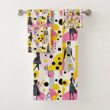 Retro roze geel zwart dames