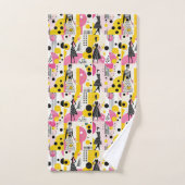 Retro roze geel zwart dames bad handdoek (Handdoek)