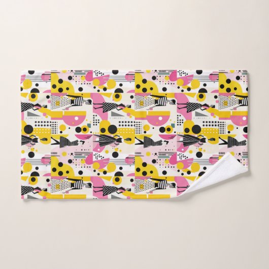 Retro roze geel zwart dames bad handdoek (Handdoek)