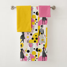 Retro roze geel zwart dames