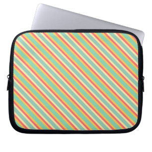 Retro Roze Gele Blauwe Stripes Laptop Sleeve