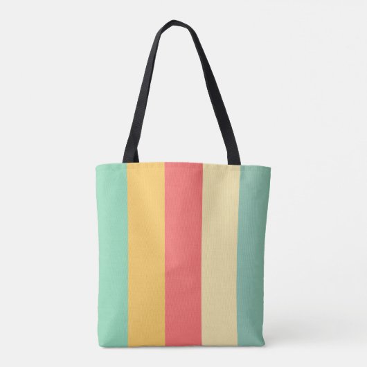 Retro Roze Gele Blauwe Stripes Tote Bag (Achterkant)