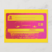 Retro Roze & Gele Cassettebandje Briefkaart (Voorkant)