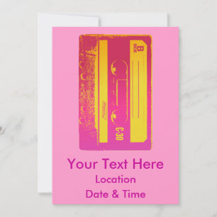 Retro Roze & Gele Cassettebandje Kaart