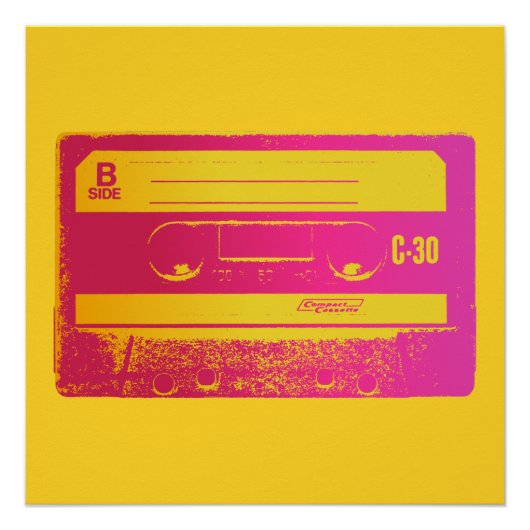 Retro Roze & Gele Cassettebandje Perfect Poster (Voorkant)