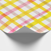 Retro Roze Gele Check Pattern Paasmeisje Cadeaupapier (Hoek)