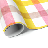 Retro Roze Gele Check Pattern Paasmeisje Cadeaupapier (Rol Hoek)