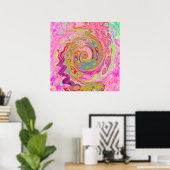 Retro Roze, Gele en Magenta Abstract Groovy Kunst Poster (Thuiskantoor)