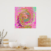 Retro Roze, Gele en Magenta Abstract Groovy Kunst Poster (Keuken)