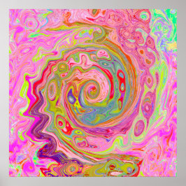 Retro Roze, Gele en Magenta Abstract Groovy Kunst Poster