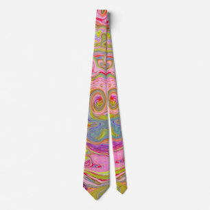 Retro Roze, Gele en Magenta Abstract Groovy Kunst Stropdas