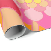 Retro Roze Gele Tones Floral Pattern Cadeaupapier (Rol Hoek)