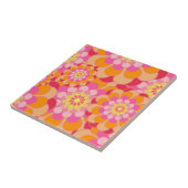 Retro Roze Gele Tones Floral Pattern Tegeltje (Zijkant)