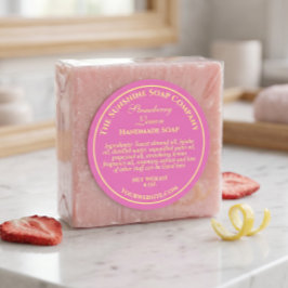Retro roze gele zeep cosmetische verpakkingslabel ronde sticker