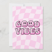 Retro Roze Gelukkig Gezicht Glimlach Verjaardag Ui Kaart (Achterkant)