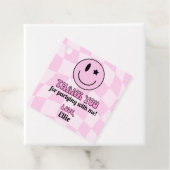 Retro Roze Gelukkig Gezicht Verjaardagsfeestje Fav Bedankjes Labels (In situ)