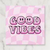 Retro Roze Gelukkig Gezicht Verjaardagsfeestje Fav Bedankjes Labels (Achterkant)