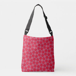 Retro roze geometrisch bloempatroon crossbody tas