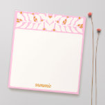 Retro roze gepersonaliseerd Notitieblok<br><div class="desc">Schattigee retro stijl blad-geïnspireerde rand in ivoor wit en terracotta en roze. Eenvoudig jouw naam aanpassen</div>