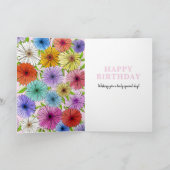 Retro Roze Gepersonaliseerde 21e Verjaardag Bloeme Kaart (Binnen)