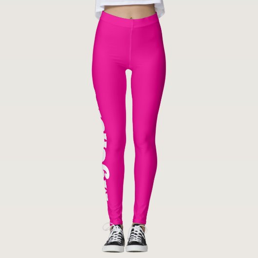 Retro Roze Gepersonaliseerde Yoga & Pilates Leggings (Voorkant)