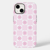 Retro roze geruit bloempatroon Case-Mate iPhone case (Achterkant)