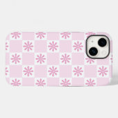 Retro roze geruit bloempatroon Case-Mate iPhone case (Achterkant (horizontaal))