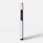 Retro roze geruit bloempatroon iPhone hoesje (Linkerkant)