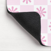 Retro roze geruite gebloemde patroon muismat (Hoek)