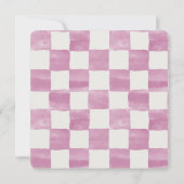 Retro roze geruite meisje babyshower uitnodiging (Achterkant)